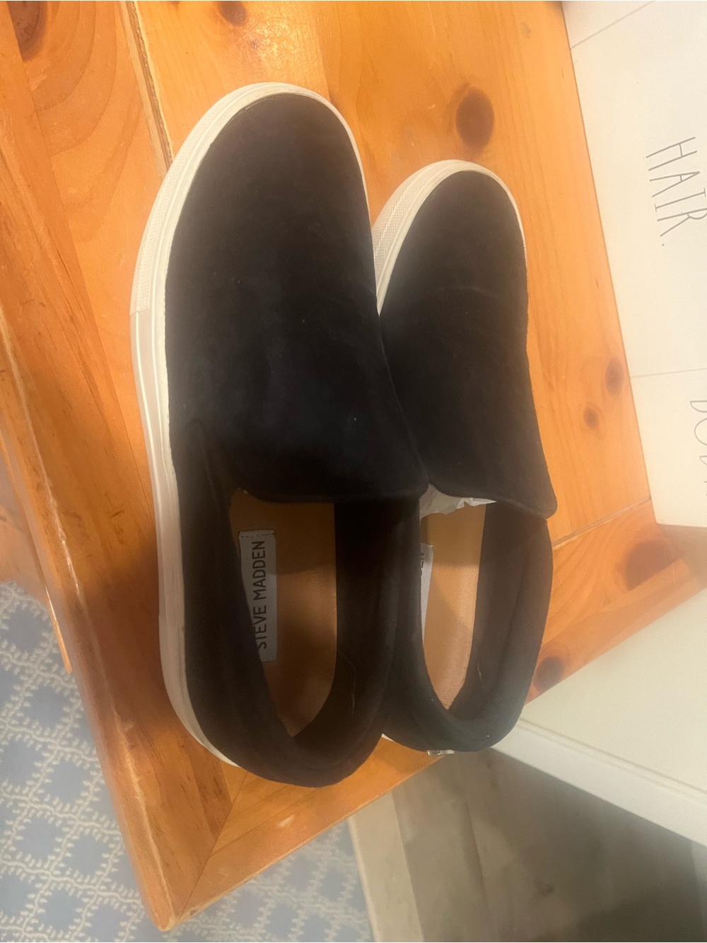 Steve Madden Black Slip-On Sneakers with White Platform Soles